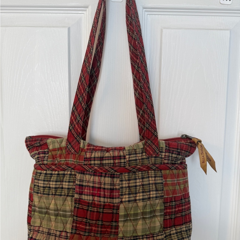 Plaid Quilted Patchwork Tote Bag - image 1